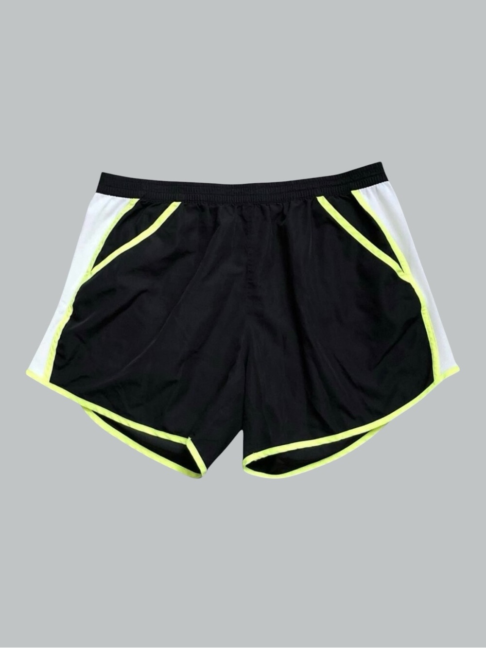 Zone Pro Athletic Shorts Womens Plus 2X Black Neon Yellow Running Dolphin Hem